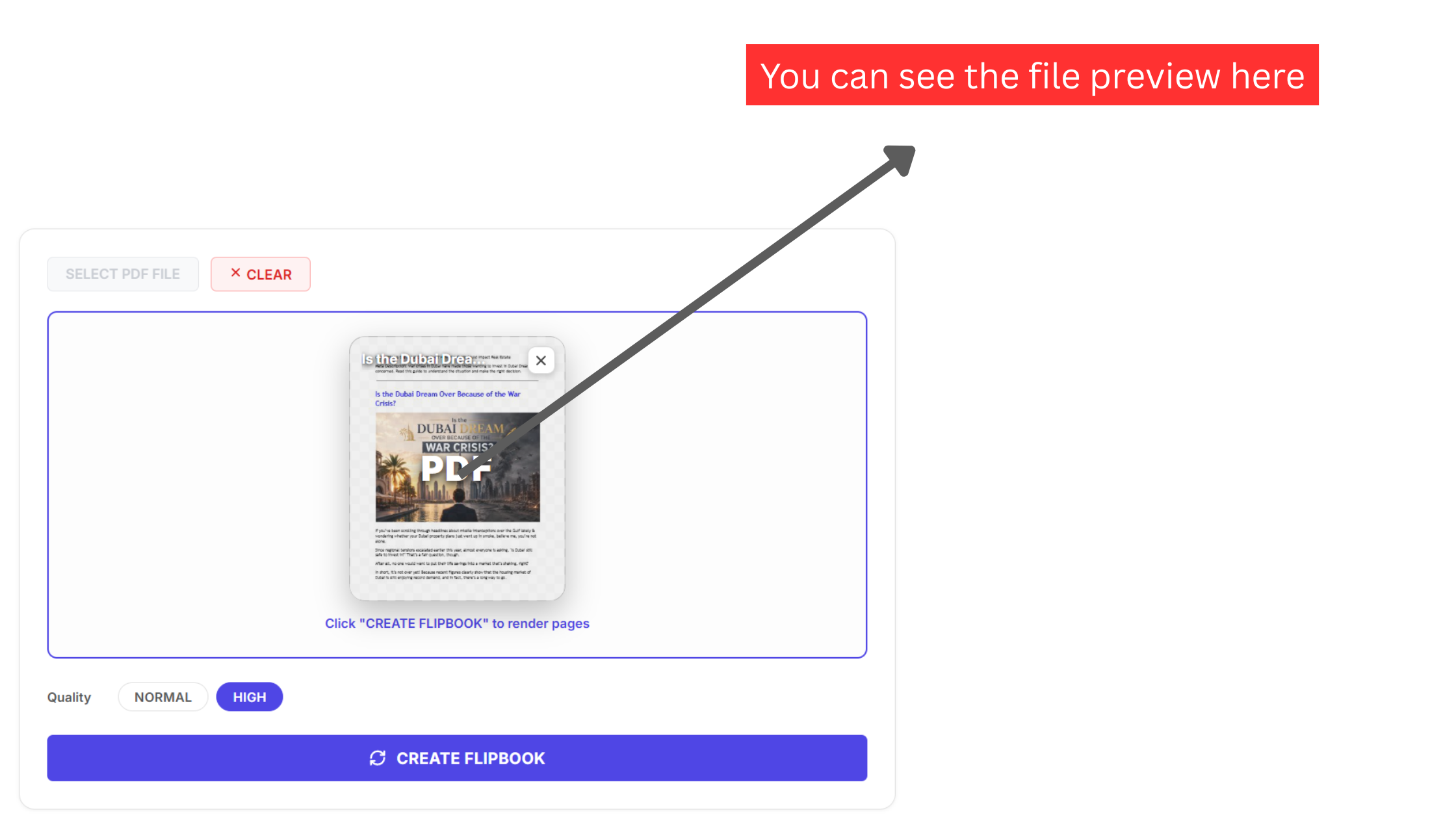 Document preview card displaying the rendered cover thumbnail and verified file metadata